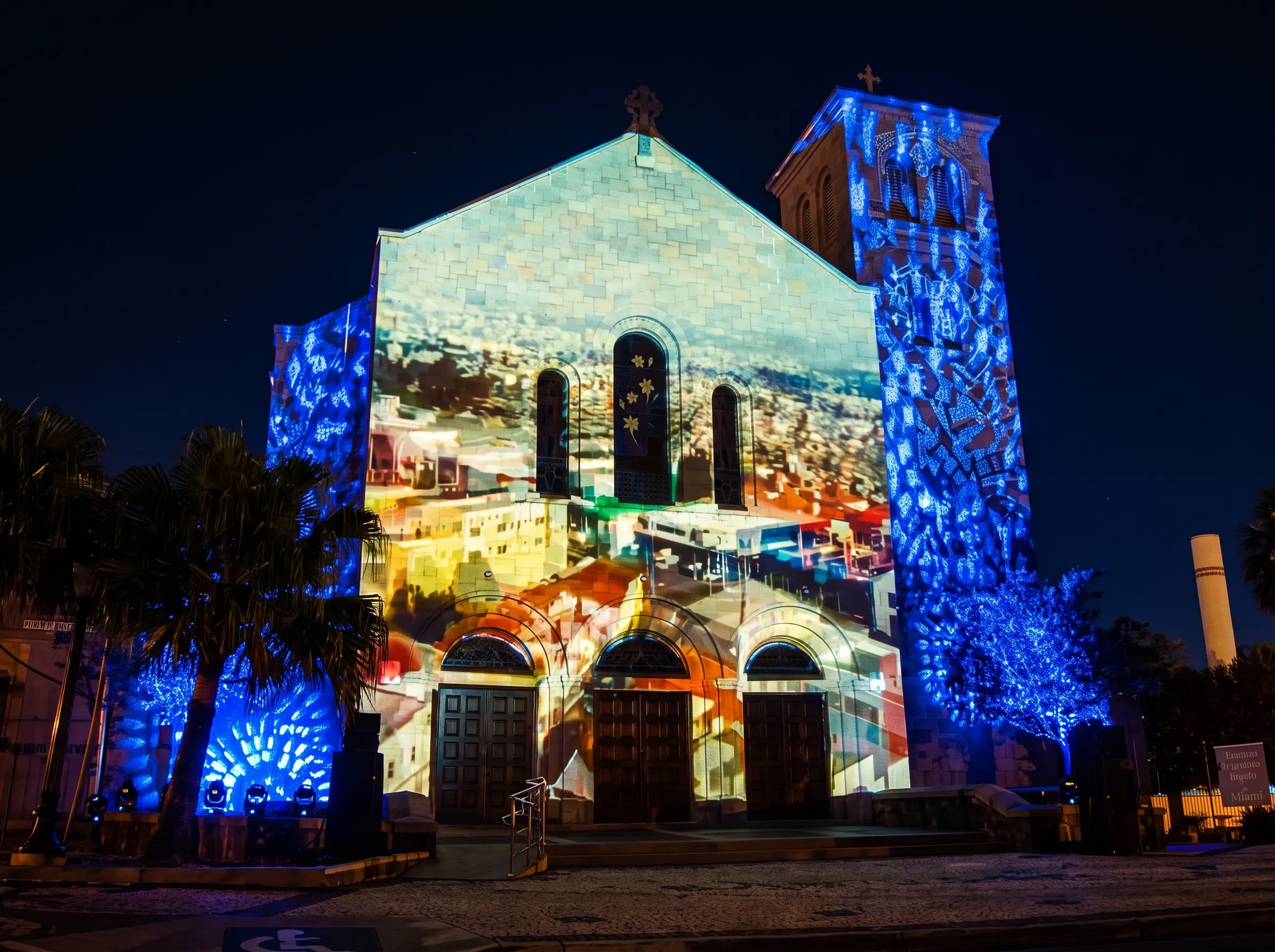 Videomapping projetado sobre arquitetura